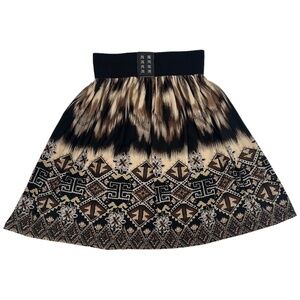 Jon & Anna Brown Tan Tye Dye Aztec Print A-Line Skirt Size Medium